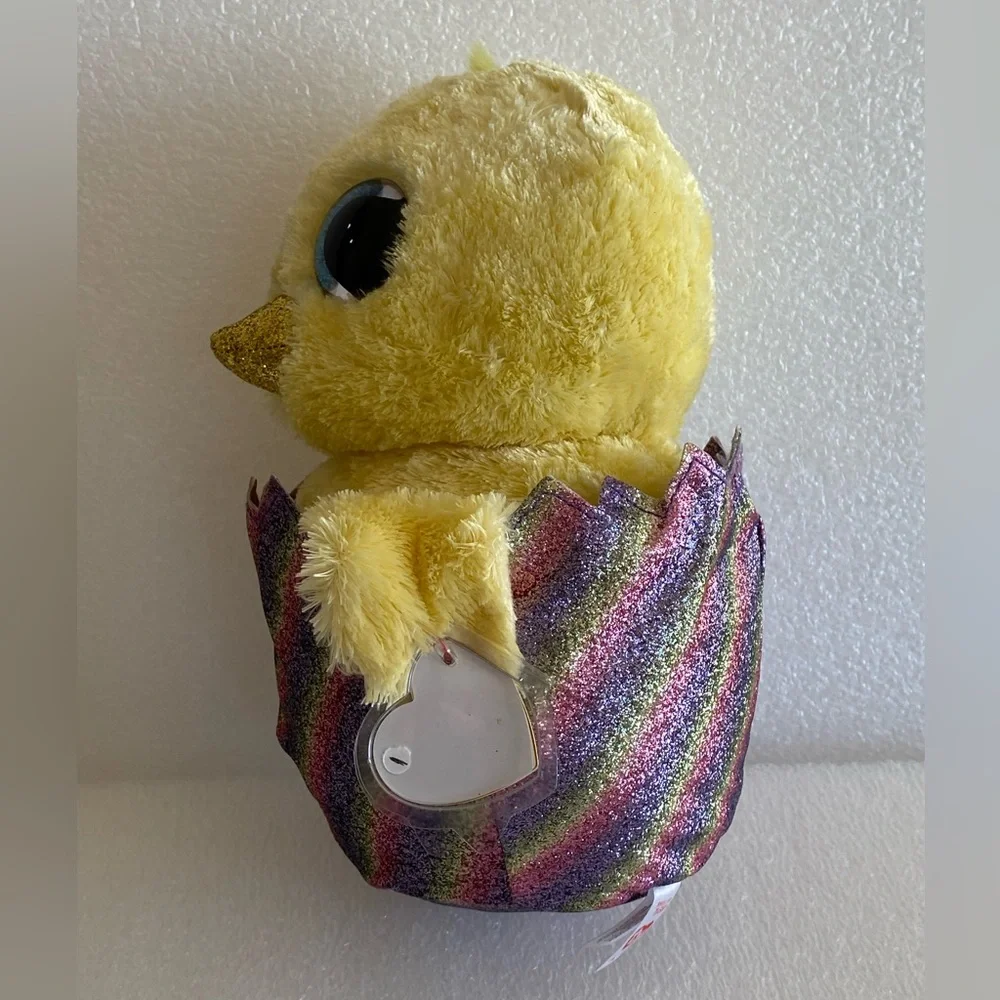 Ty Beanie Boos MEGG The Chick Plush Toy In Rainbow Glitter Eggshell 9 In w/Tag
